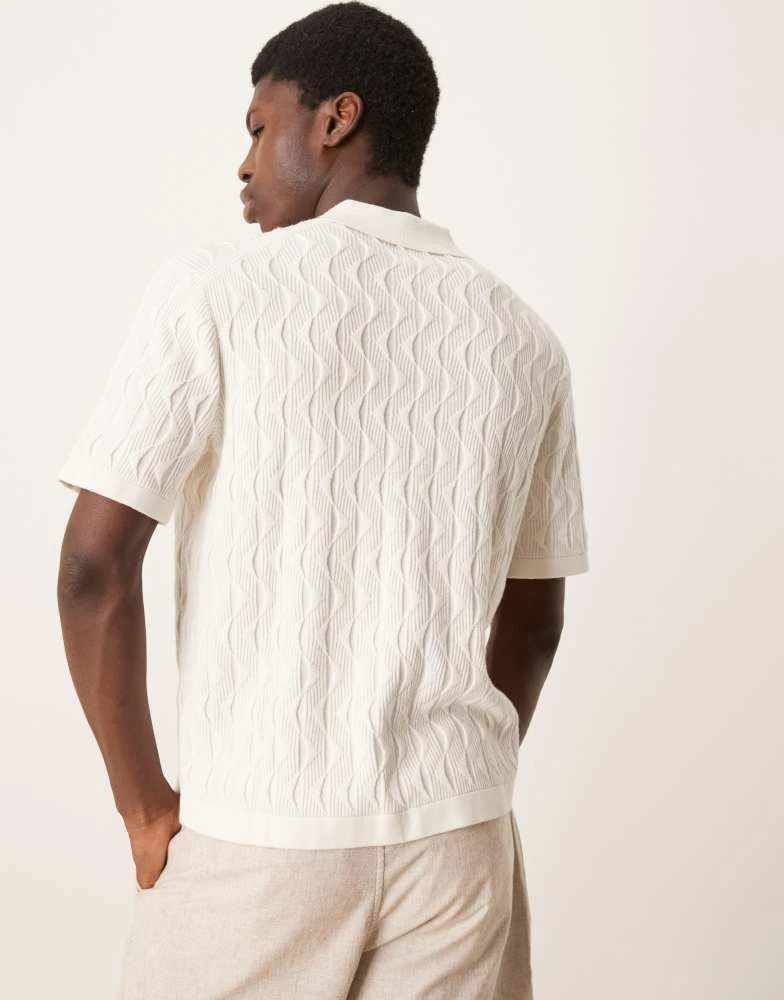 Abercrombie & Fitch Abercrombie & Fitch short sleeve knit resort button through polo in cream 2