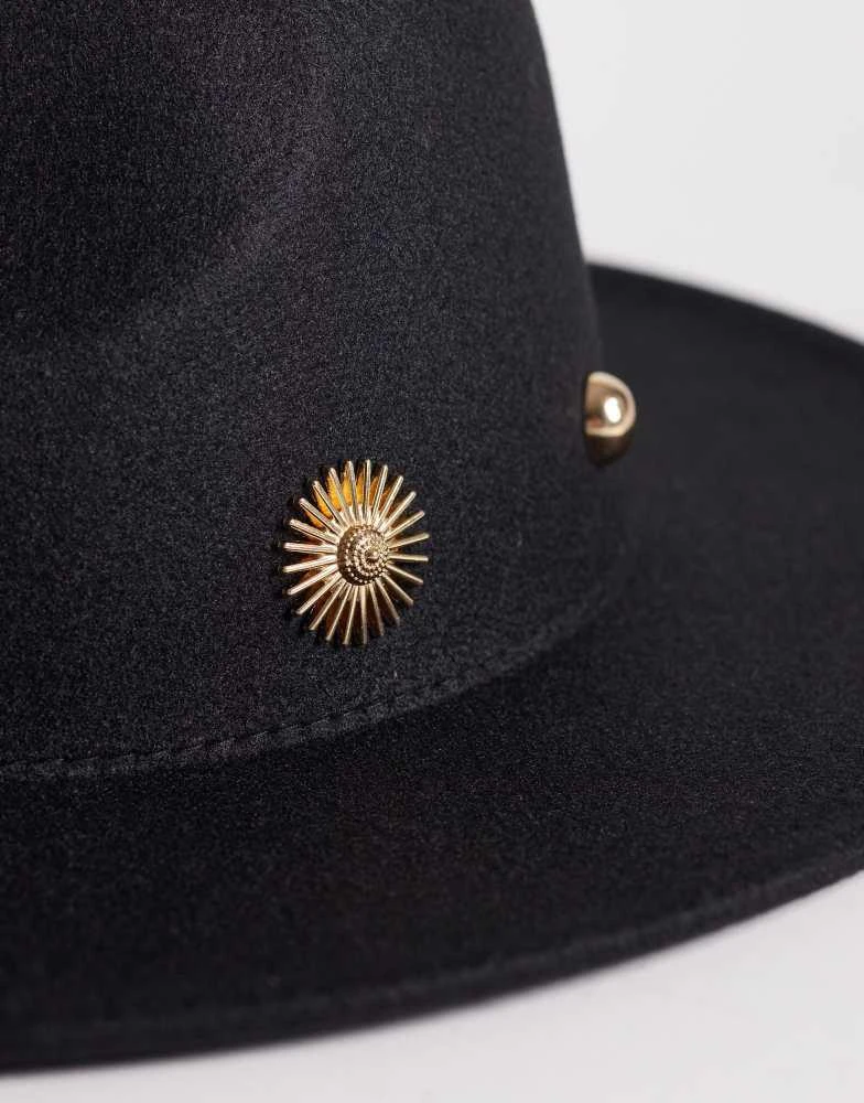 My Accessories My Accessories fedora gold studs hat in black 3