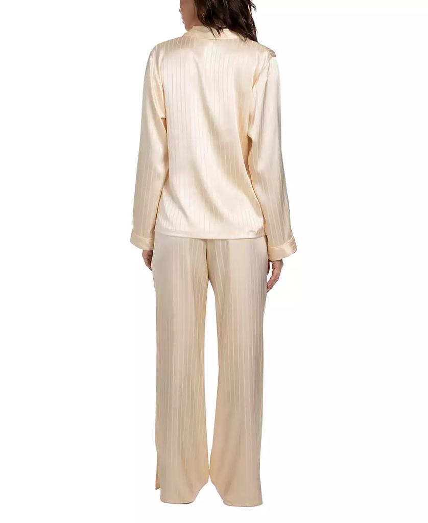 Linea Donatella Women's Satin Jacquard Striped Pajama Set