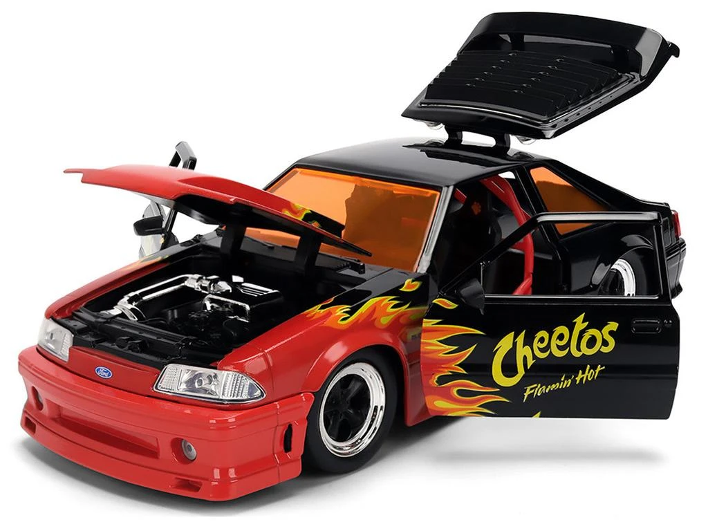 Jada 1989 Ford Mustang GT Black Red Flame Graphics with Chester Cheetah Cheetos Flamin
 Hot 1/24 Diecast by 2