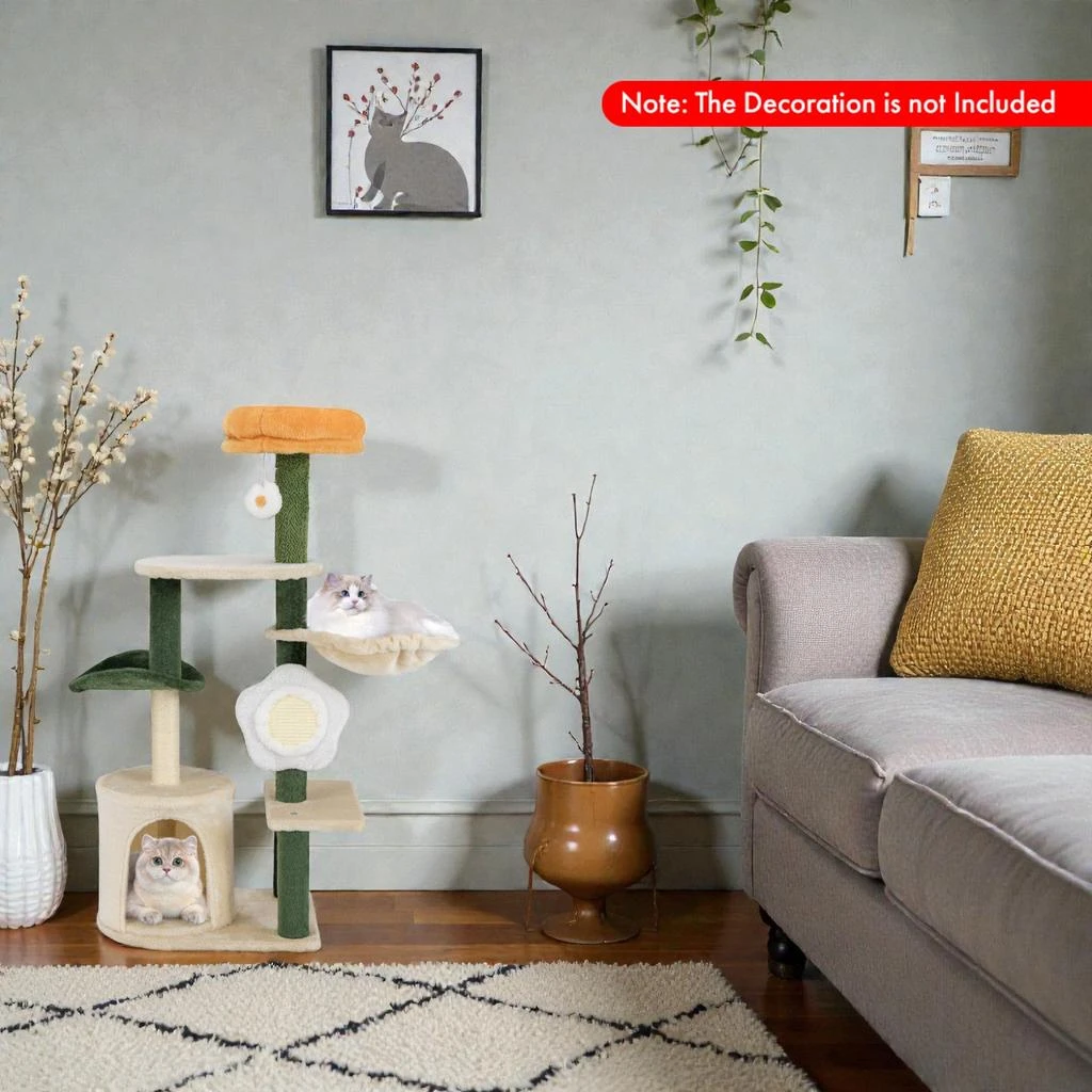 Hivvago Stylish Kitty Tree Featuring Flower-Shaped Platforms and Soft Top Perch 2