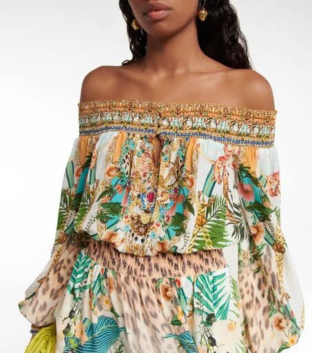 Camilla Off-the-shoulder silk minidress 4