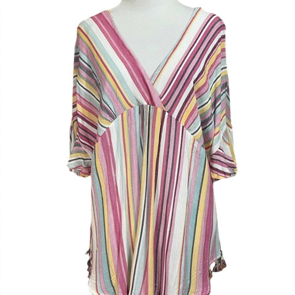 Kori Kathy Ruffle Sleeved Tassel Top