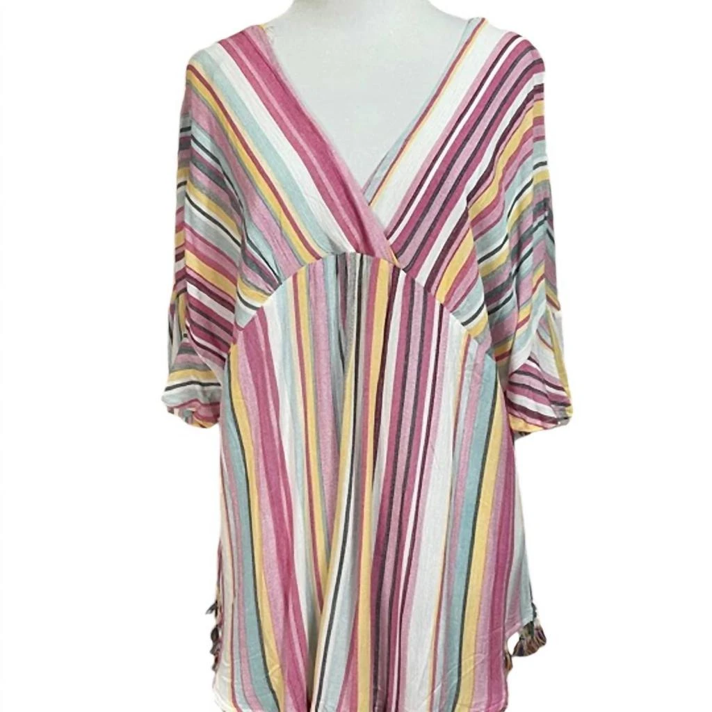 Kori Kathy Ruffle Sleeved Tassel Top 1