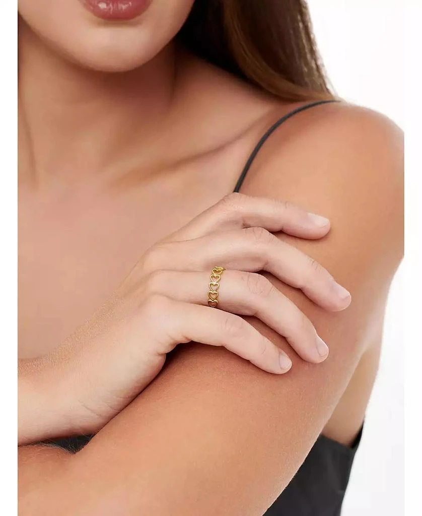 DEVATA Open Heart Ring in Gold Plated Sterling Silver, Size 9 2