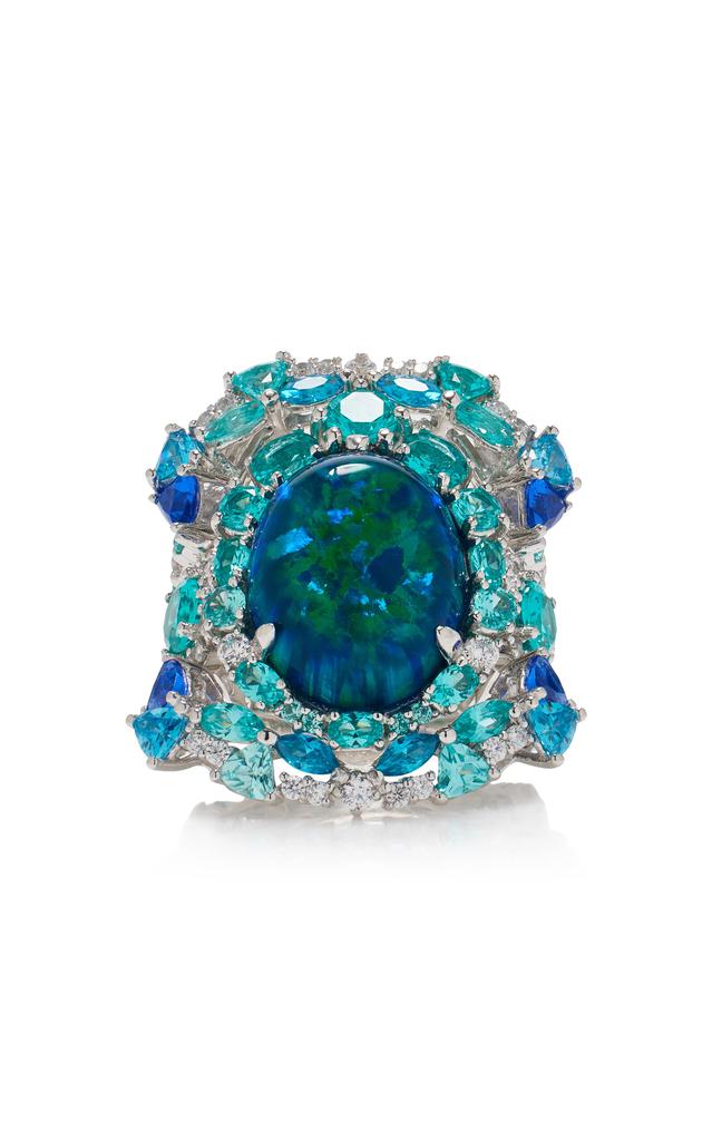 Anabela Chan Anabela Chan - Ocean Set-Of-Three 18K White Gold; Rhodium Multi-Gem Rings  - Blue - US 7 - Moda Operandi - Gifts For Her