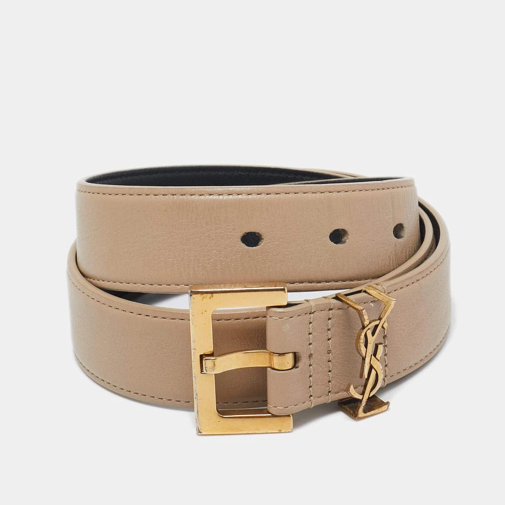 Yves Saint Laurent Saint Laurent Beige Leather Cassandre Belt 70 CM 1