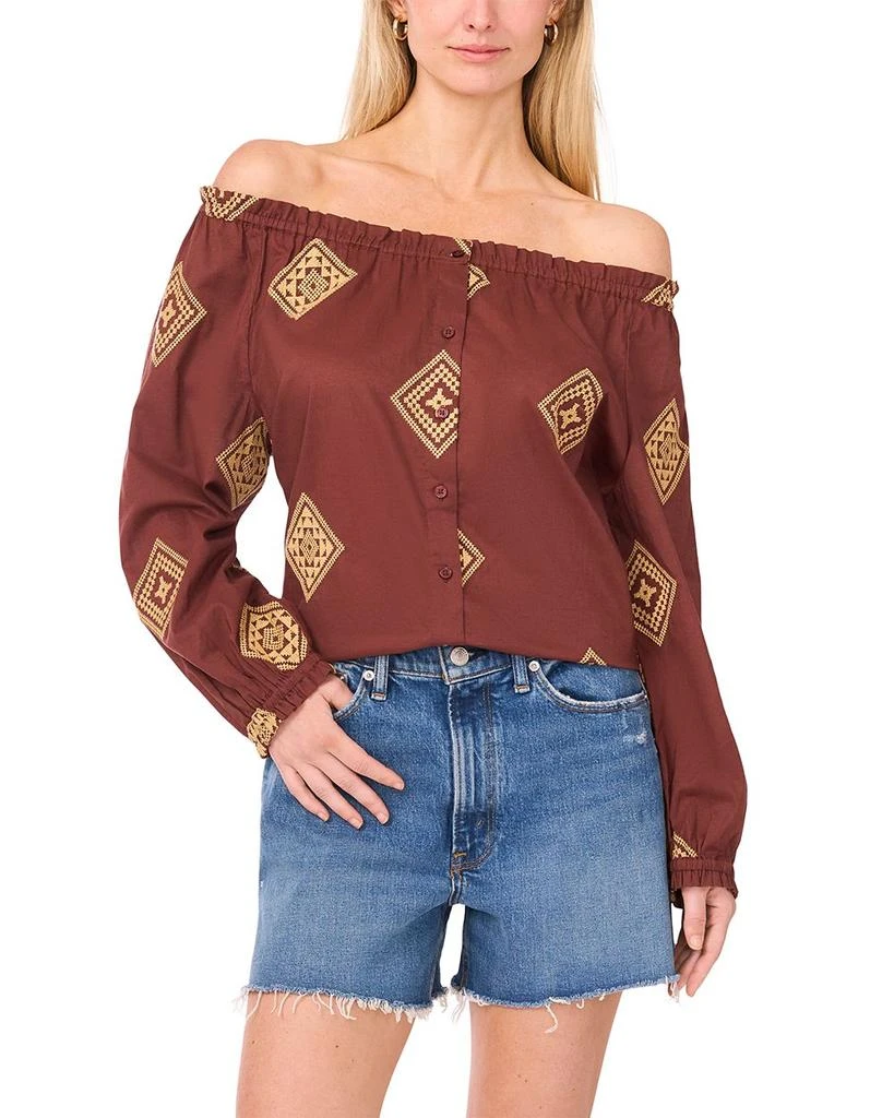 Vince Camuto Button Up Off-the-Shoulder Top 1