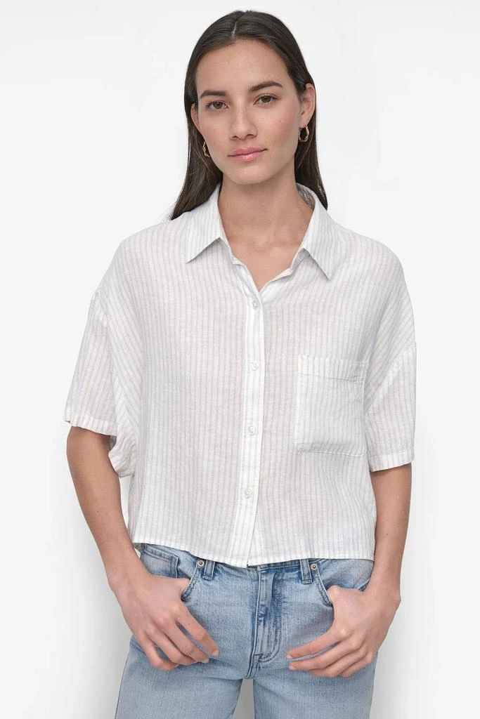 DKNY CROPPED LINEN-BLEND SHIRT 1