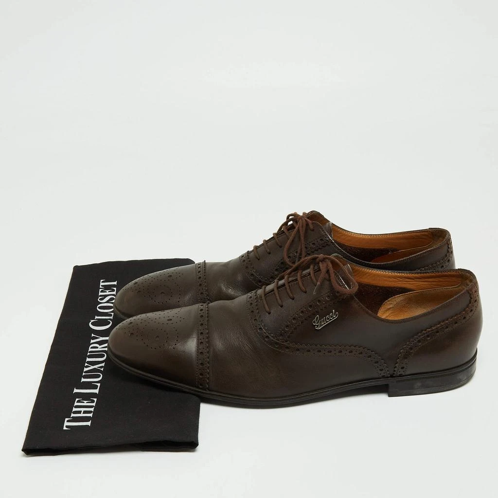 Gucci Gucci Brown Leather Brogue Oxfords Size 45.5 9