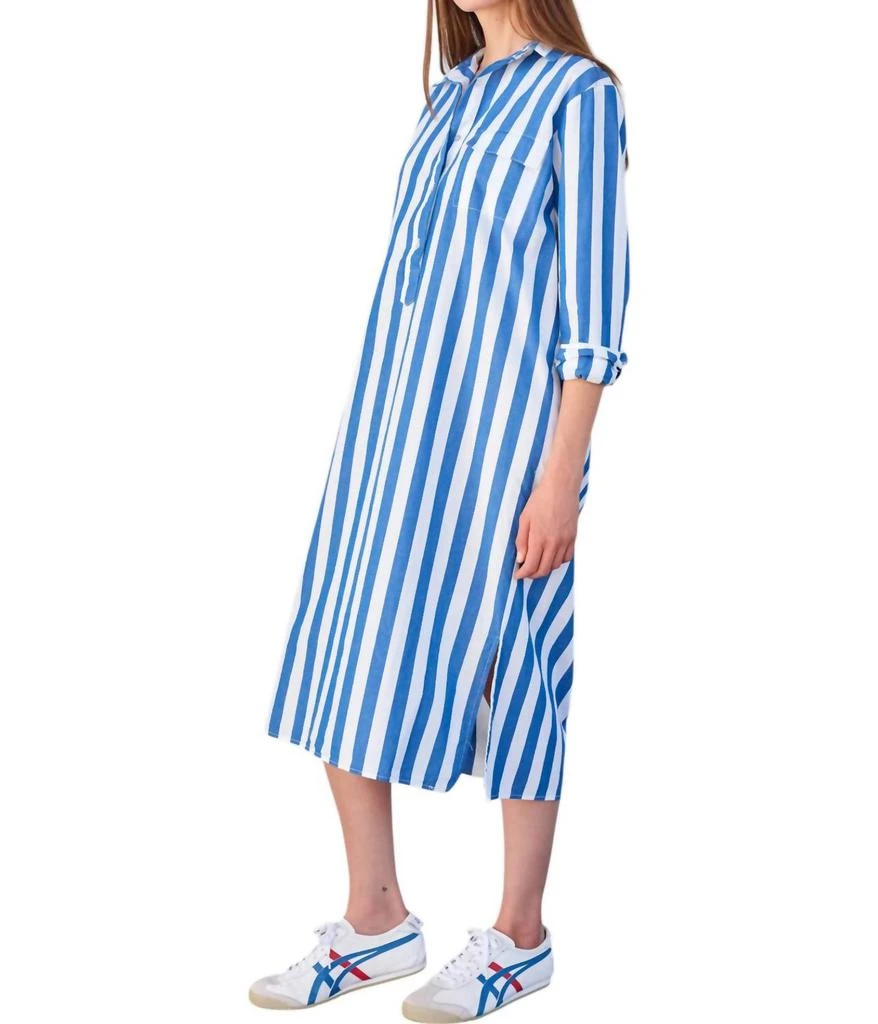 Sundry Candy Striped Long Sleeve Shirtdress In Azure 3