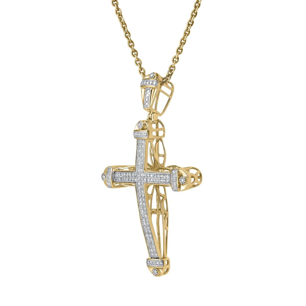 LuvMyJewelry Haven 10K Gold Diamond Cross Pendant - 0.50 CT