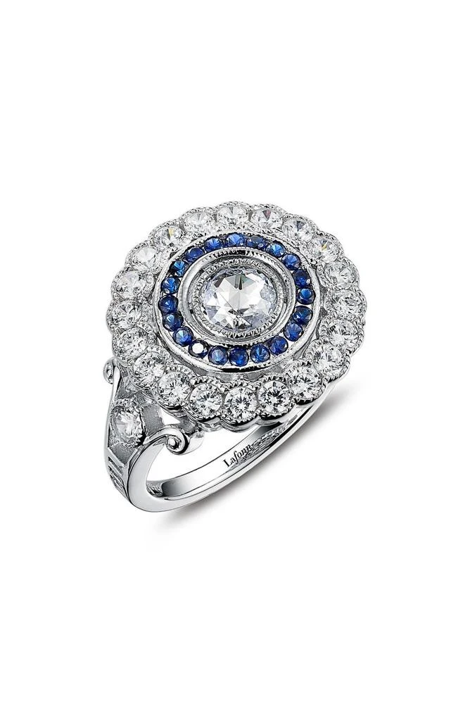Lafonn Created Sapphire & Simulated Diamond Double Halo Ring 1