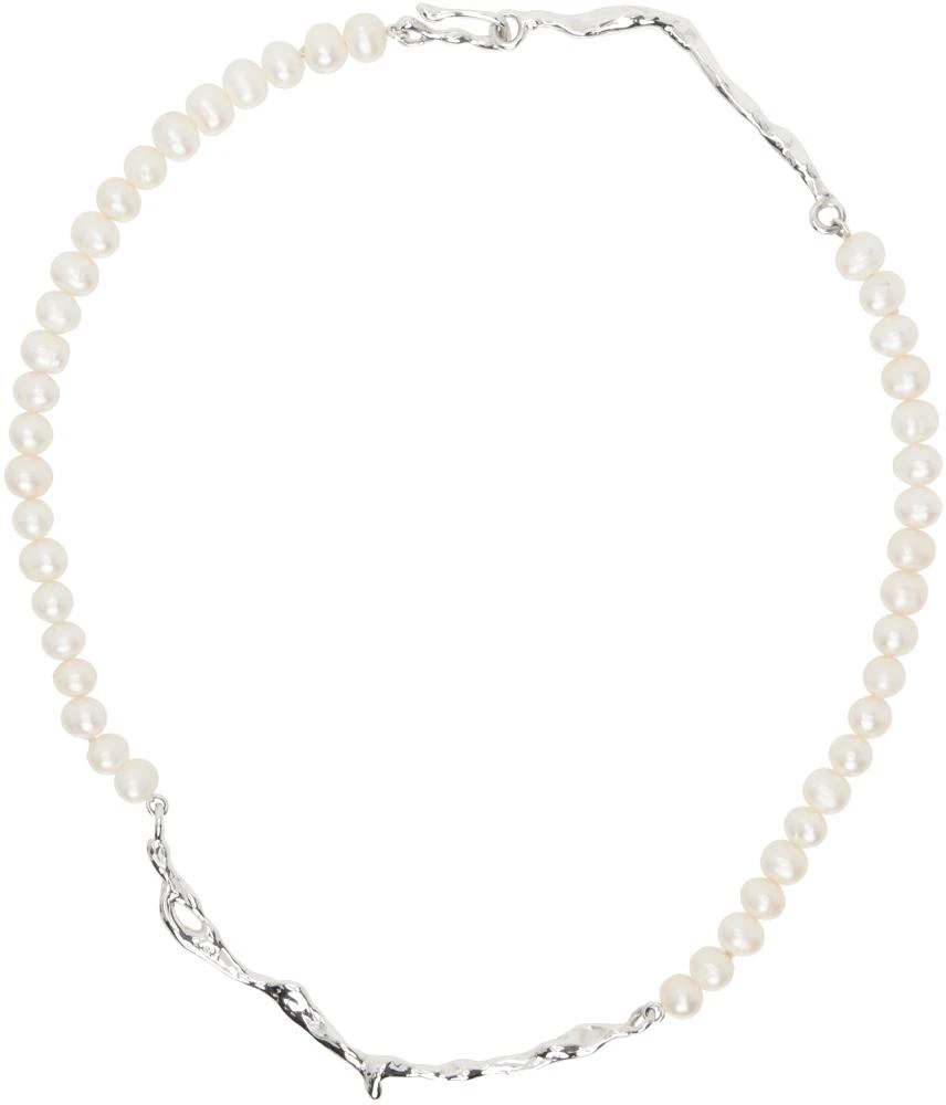 FARIS White & Silver Drip Perla Choker 1
