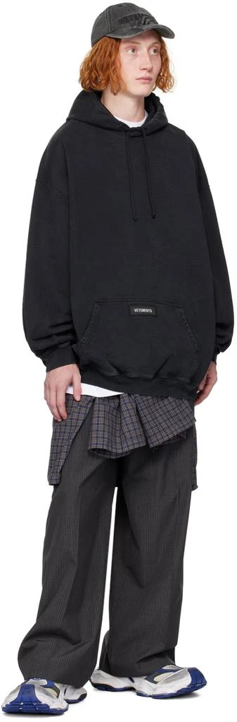 Vetements Black Woven Label Hoodie 4
