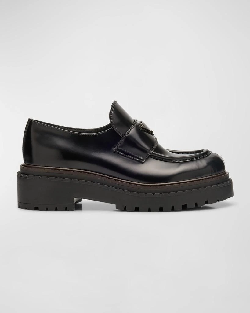 Prada Chocolate Calfskin Platform Loafers 1