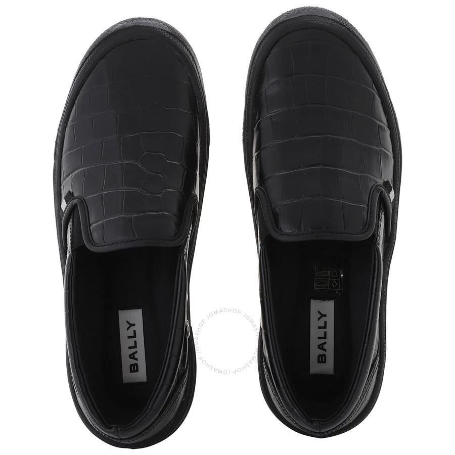 Bally Open Box - Bally Black Leory-Croc Embossed Slip-On Sneakers 3