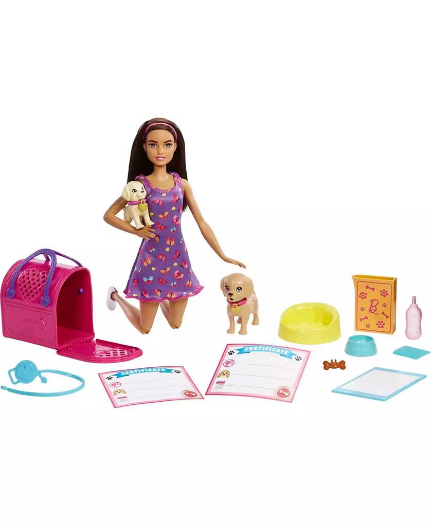 Barbie Doll and Accessories Pup Adoption Playset with Doll, 2 Puppies and Color-Change