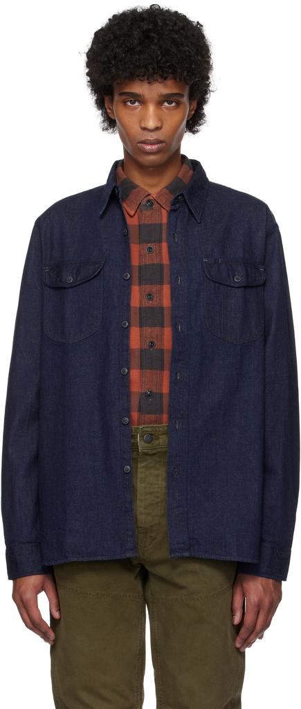 RRL Indigo Cotton-Linen Work Denim Shirt