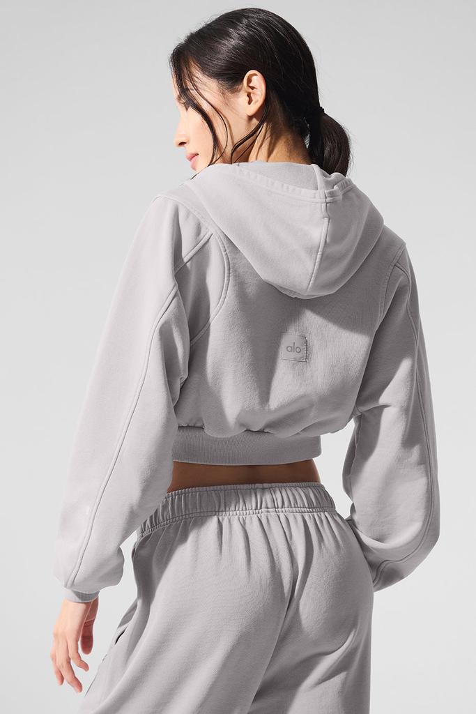 【最終値下げ】alo Sweet Escape ジップアップ フーディ グレー Alo Washed Sweet Escape Zip Up Hoodie - Grey Sky Wash - Hoodies