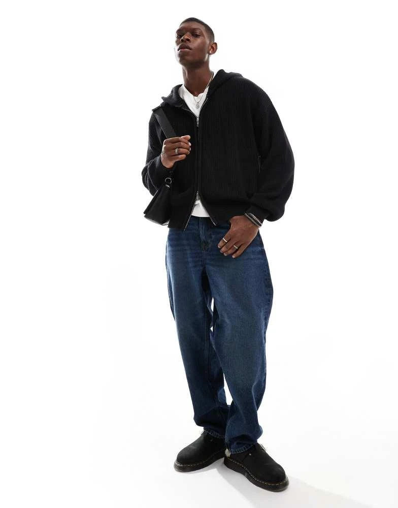 Weekday Weekday oversized knitted hoodie in black 4