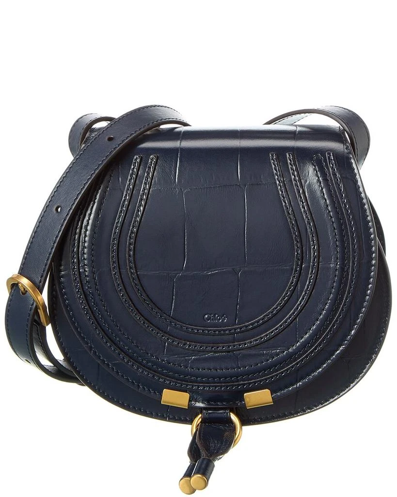 Chloé Marcie Small Embossed Leather Saddle Bag 1