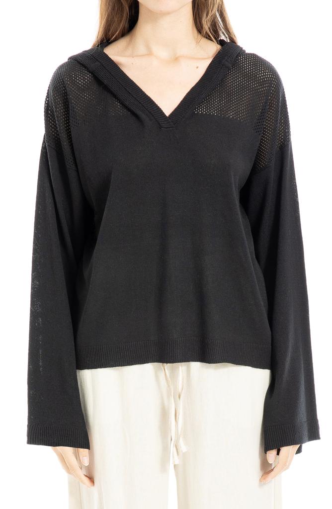 Max Studio Pointelle Hooded Sweater