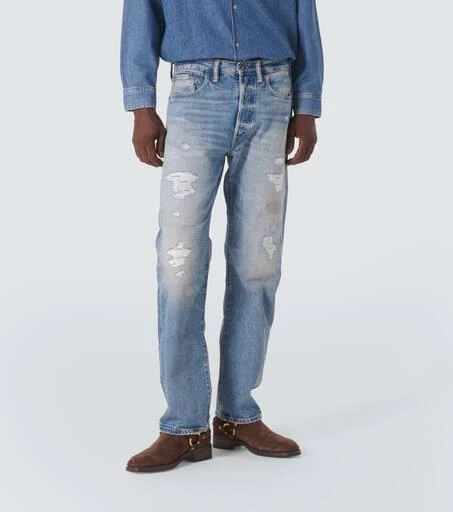 RRL Distressed low-rise straight jeans 3