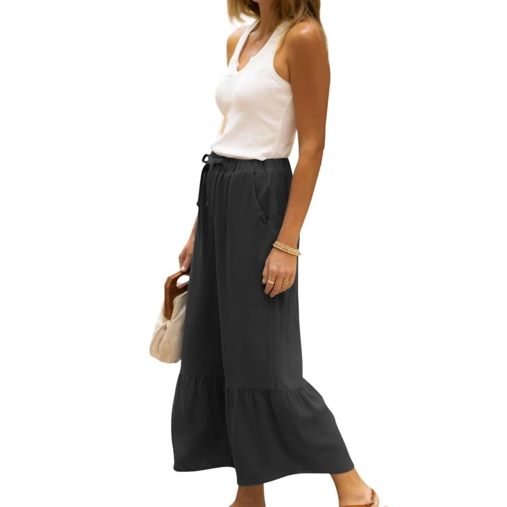 Amaryllis Amaryllis - Nichole Crop Tiered Wide Leg Pants 2