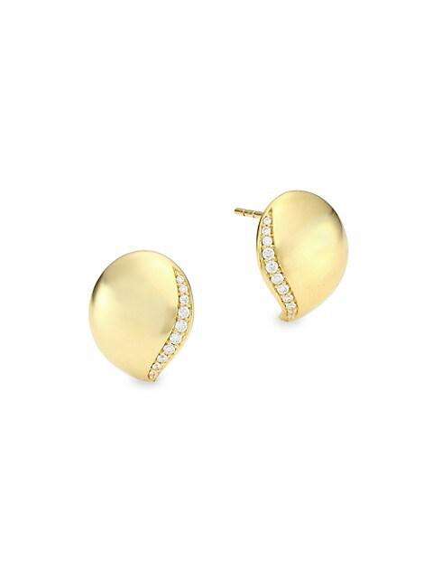 Tamara Comolli Wave 18K Yellow Gold & Pavé Diamond Stud Earrings