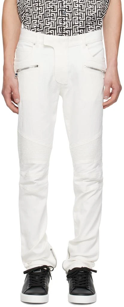 Balmain White Biker Jeans 1