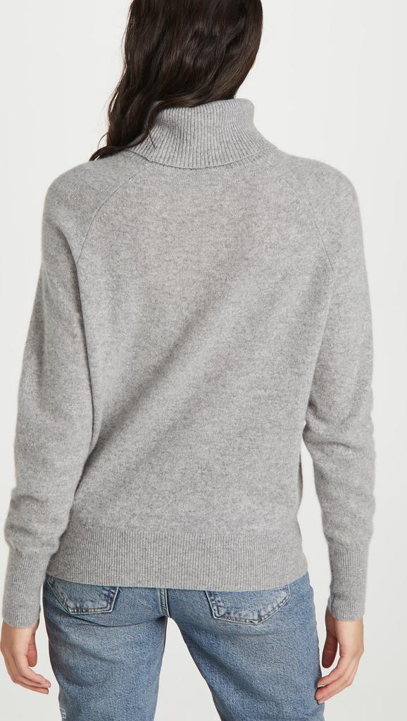 White + Warren Ribbed Trim Cashmere Turtleneck