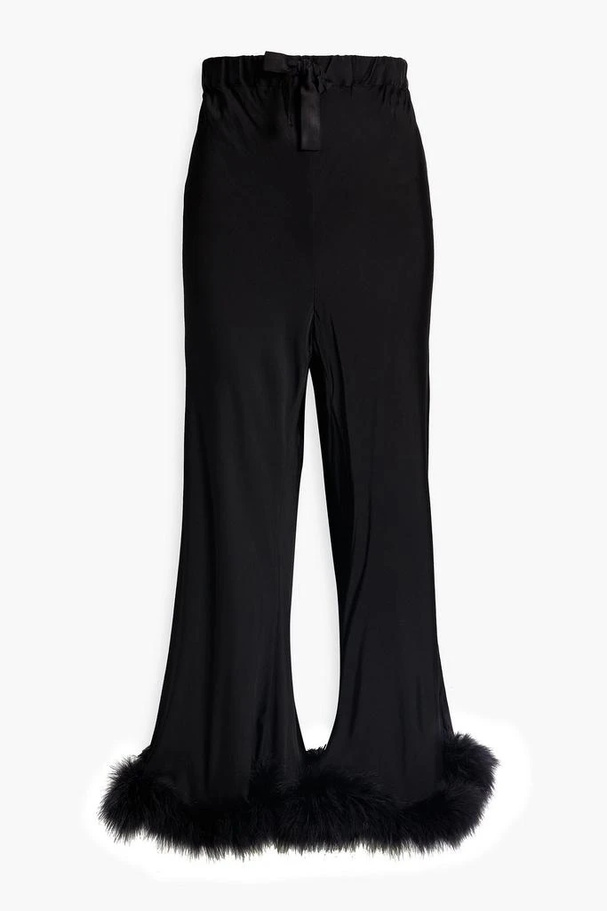 Sleeper Feather-embellished satin pants 1