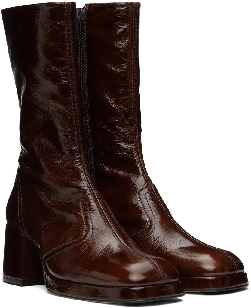 Miista Brown Cass Patent Boots 4