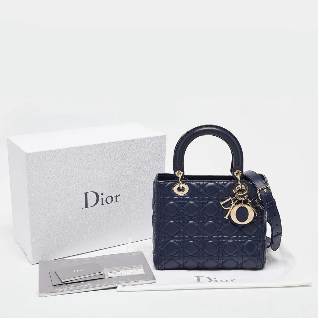 Dior Dior Navy Blue Cannage Leather Medium Lady Dior Tote 13