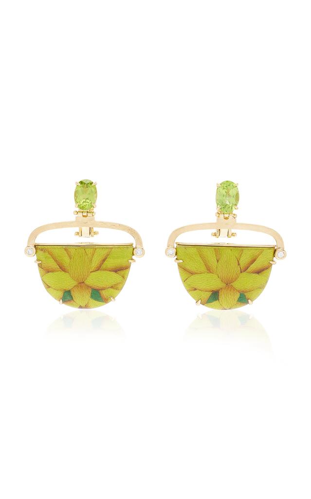 Silvia Furmanovich Silvia Furmanovich - Marquetry 18K Yellow Gold; Diamond; And Peridot Earrings - Green - OS - Moda Operandi - Gifts For Her