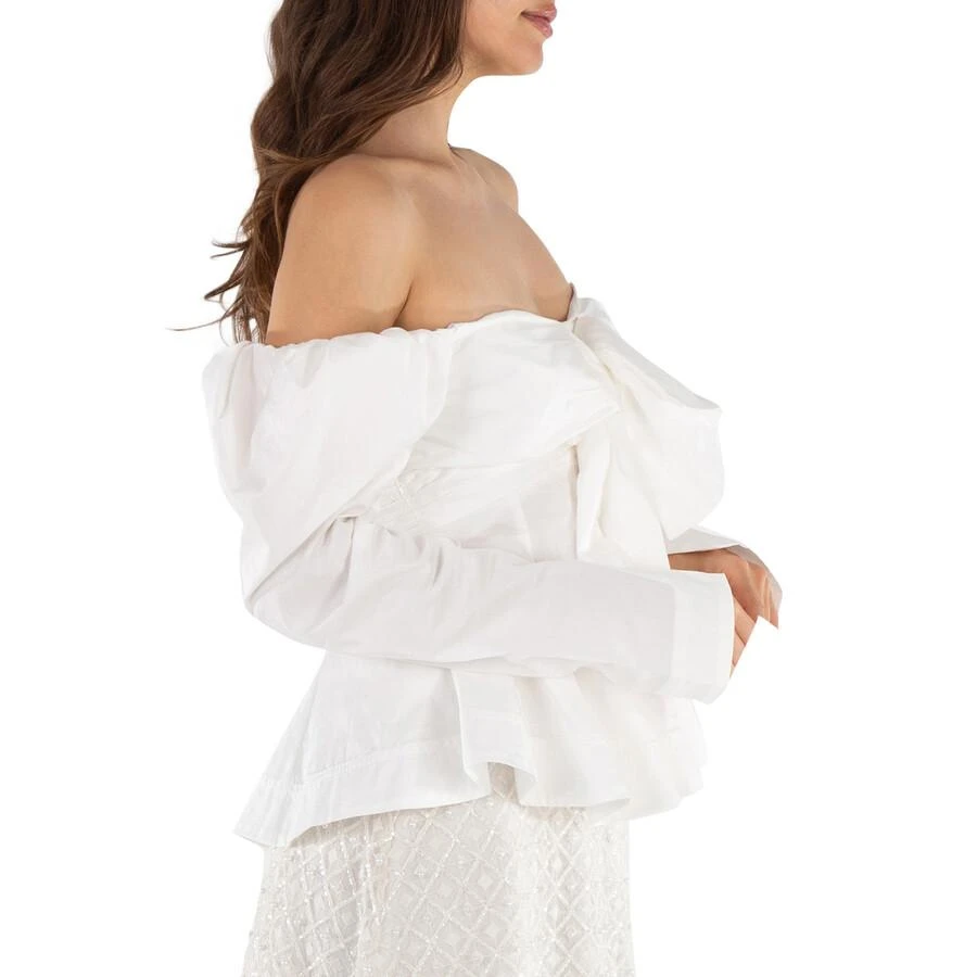 Aje Ladies Ivory Cotton Poplin Strapless Valentina Bow Top 2