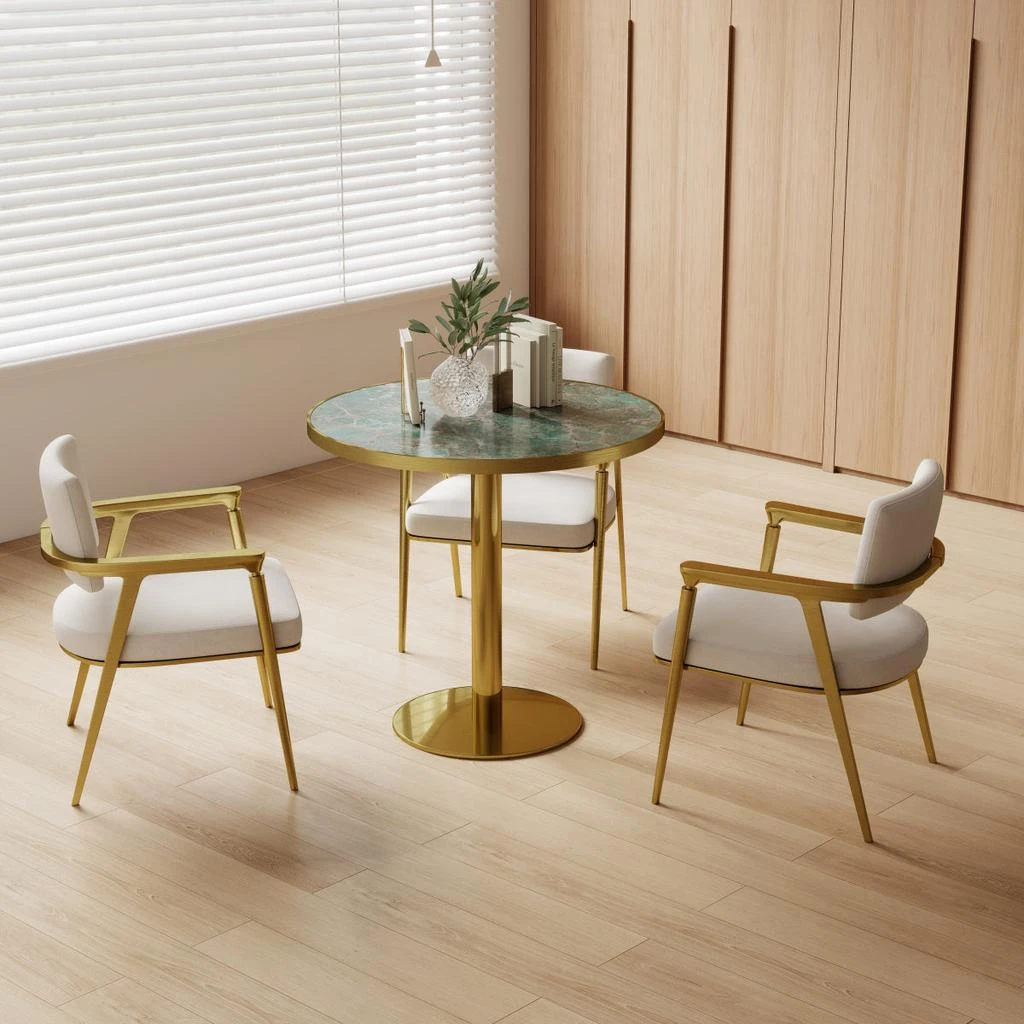 Streamdale Furniture Streamdale Round Modern Dining Table 31.5" Faux Marble Top Bistro Tulip Table