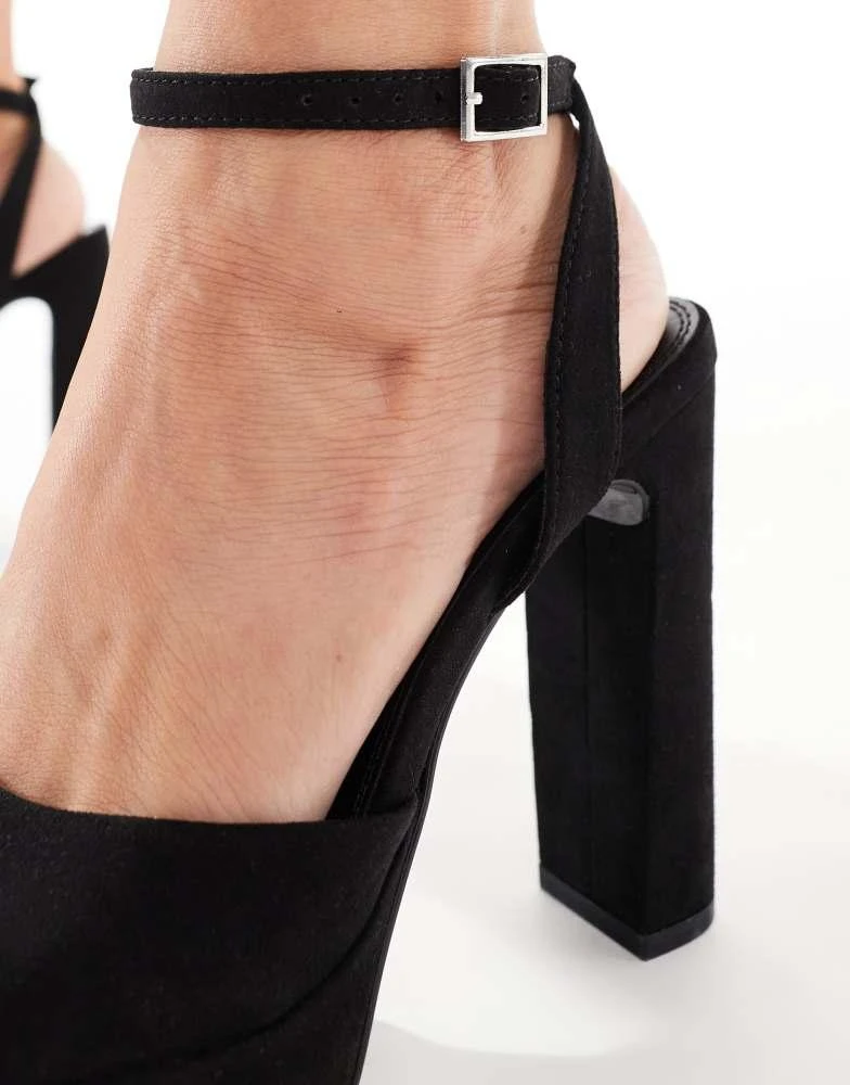 ASOS ASOS DESIGN Naples platform barely there block heeled sandals in black suedette 3