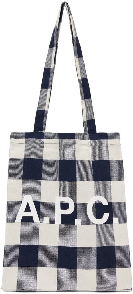 A.P.C. Off-White & Navy Lou Tote