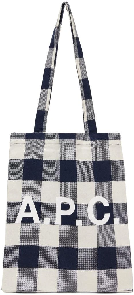 A.P.C. Off-White & Navy Lou Tote 1