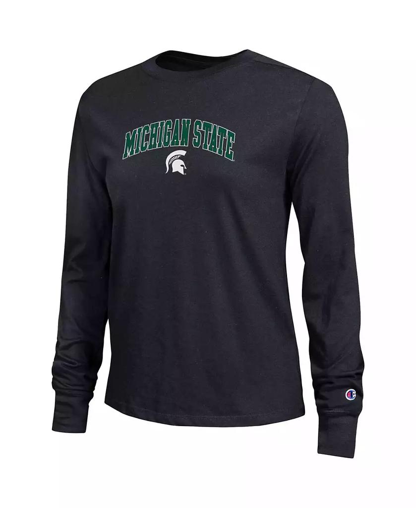 CHAMPION Women
s Black Michigan State Spartans Arch Over Logo Long Sleeve T-Shirt