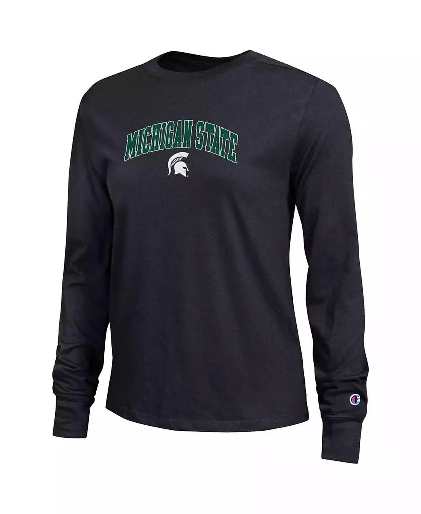 CHAMPION Women
s Black Michigan State Spartans Arch Over Logo Long Sleeve T-Shirt 2