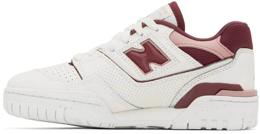 New Balance White & Burgundy 550 Sneakers 3