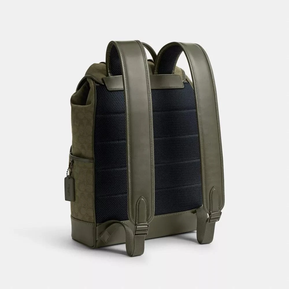 Coach League Flap Backpack In Signature Canvas Jacquard 3