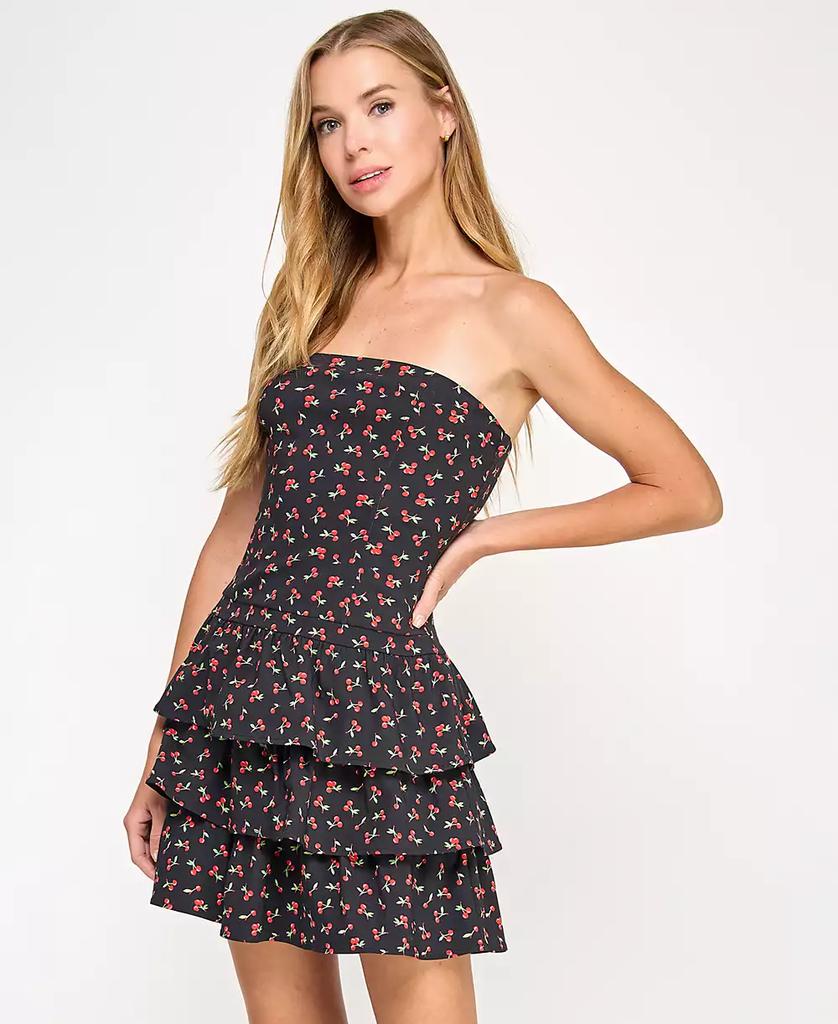 Emerald Sundae Juniors' Cherry-Print Tiered Dress