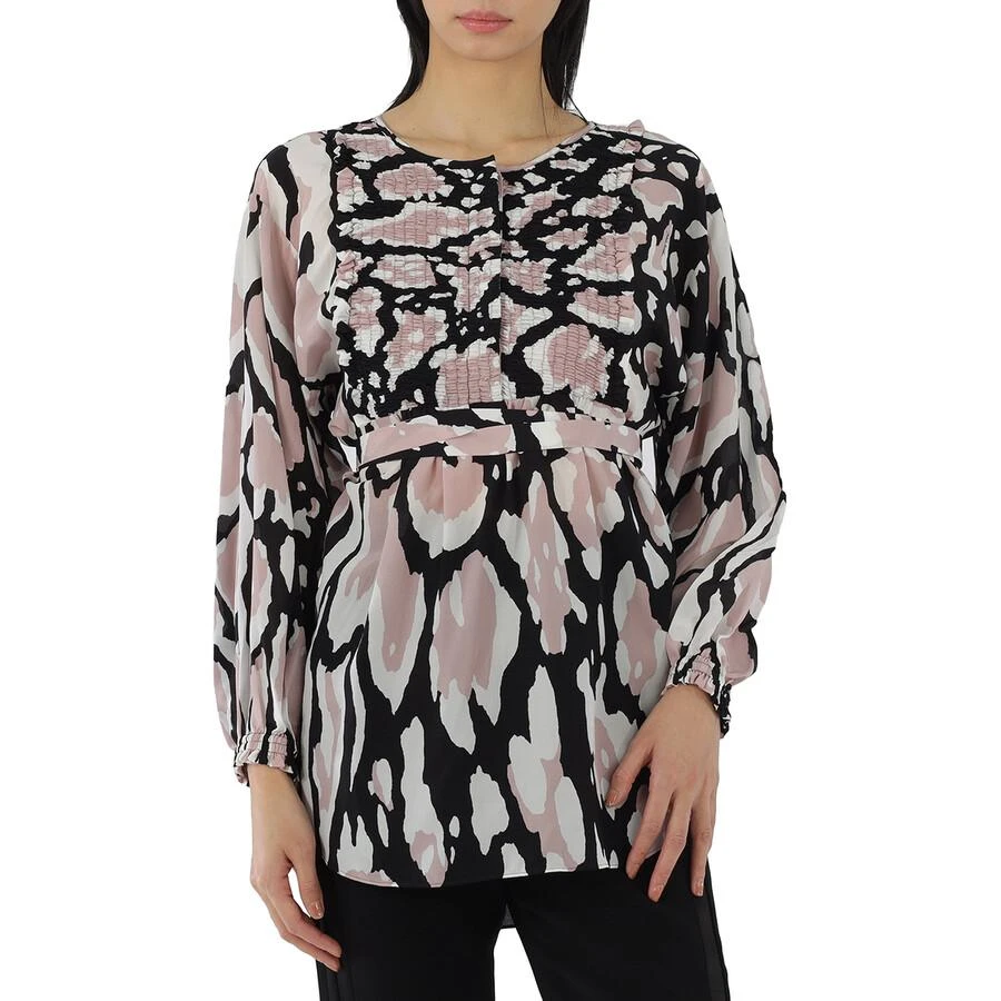 Roberto Cavalli Ladies Macro Lynx Print Tunic Silk Top 1