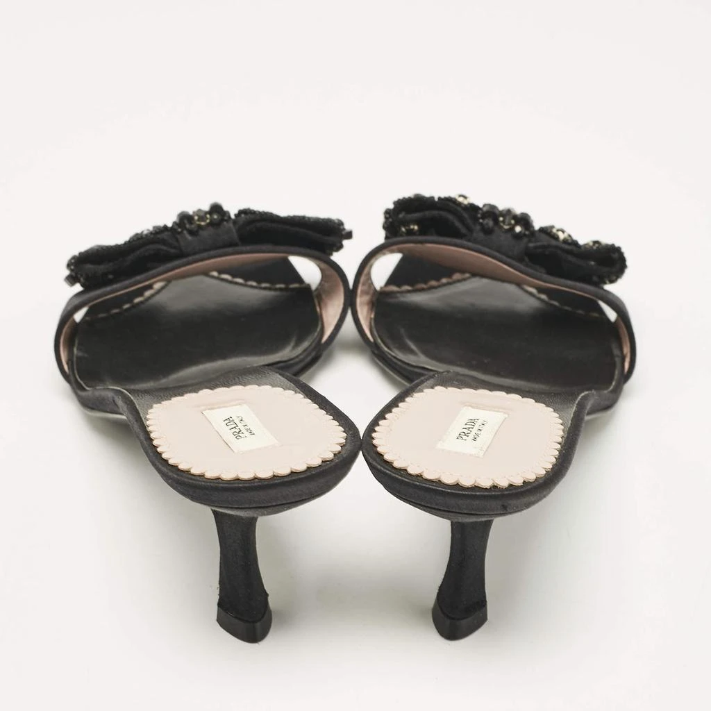 Prada Prada Black Satin Bow Embellished Slide Sandals Size 36.5 5