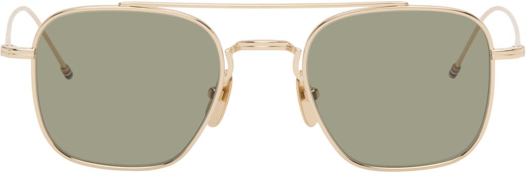 Thom Browne Gold Titanium Squared Aviator Sunglasses