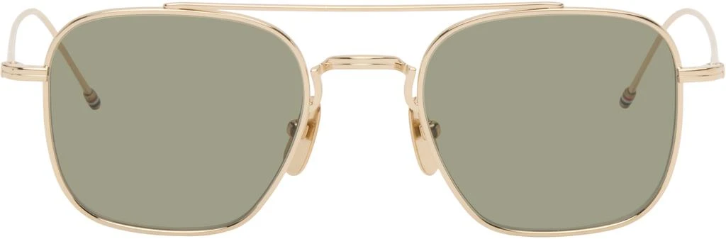 Thom Browne Gold Titanium Squared Aviator Sunglasses 1